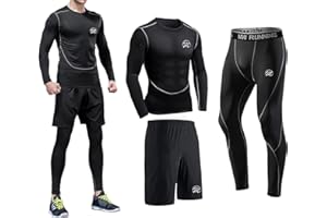 meeteu Ensemble Compression Homme Tenue Sport Fitness Vêtement Running Tee Shirt Compression Legging Collant Sport Running Jogging Cyclisme