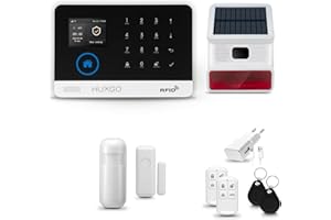 HUXGO® HXA003 Alarmanlage Haus WiFi + GSM 4G mit Sirene Solar | Alarm System mit Bewegungssensor, Fensteralarm/Türalarm | Wohnmobil Alarmanlage Fernbedienung | Smart Home Security TUYA