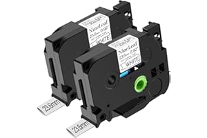 ‎NINELEAF NineLeaf 2 x Kompatibel mit Brother Schrumpfschlauch 23,6mm HSe-251 HSe251 HS-251 Etikettenband Schwarz auf Weiß Schriftband für PT-E300 E500 E550W P750WVP E800W P900 P900W Etikettiergerät