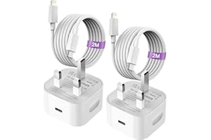 iPhone Fast Charger Cable and Plug 2 Pack, AAZV iPhone Charger with 2M Cable [MFi Certified], PD 20W USB C Charger Plug Compatible iPhone 13/12/ 11 Pro Max etc USB Charger Plug UK and 2M Charger