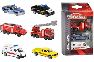 MAJORETTE Dickie 212057261 Camion Jouet d'urgence S.O.S. Ensemble de Véhicules 3 Pièces Police, Pompier, Ambulance, Modèle Assorti