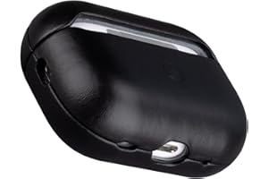 MAOGOAM Skórzane etui na AirPods Pro 2 z guzikami, autentyczne kryształowe rośliny woskowane skórzane etui do AirPods Pro 2. generacji 2022, elegancki styl retro, widoczny przód LED, czarny