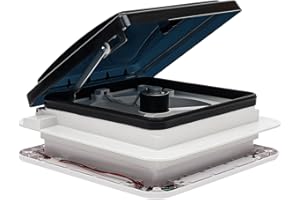 HuKaiL Copertura per lucernario 28 x 28 cm, portellone per camper con quattro sorgenti luminose a LED e impostazioni di velocità dell'aria, per camper universale, 30 x 30 cm