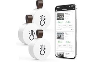 ORIA Wireless Thermometer Hygrometer, Mini Bluetooth 5.0 Temperature Humidity Sensor with Data Export and Alerts for iOS Android, Smart Real-Time Records for Baby Room, Wine Cellar (3 PCS)