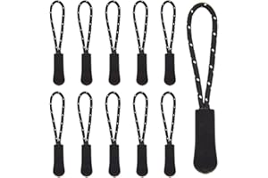 Hocansen 50 Pezzi Cordino Cerniera Lampo Zipper Puller 66mm Etichetta Nylon Cord Cerniera Tiretto Sostituzione Tira Zip Estensione per Zaini Giacche (LLS/Black+White)