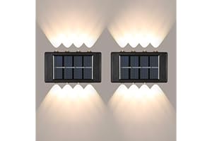 DORLINK Applique da Parete Solare Da Esterno, 2 Pezzi, Lampade Decorative Impermeabili IP65 per Recinzione, Giardino, Veranda, Passo, Scale