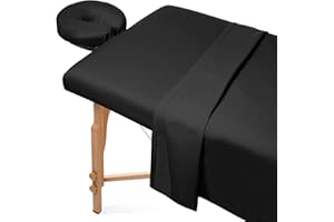 Surwin Juego de Sábana para Camilla de Masaje 3 Piezas, Sábana para Camilla de Masaje con Agujero Reutilizable y Lavables Funda para Cama de Masaje Ajustables (80x185cm,Negro)