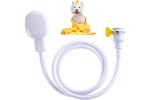 RRICHH Bath Single Tap Shower Attachment Push on Rubber Shower Hose for Taps Washing Hand Held Portable Pet Dog/Cat Shower Hair Washing for Bathroom Washing Dresser Kitchen Sink Mixer Tap (1.3m,White)