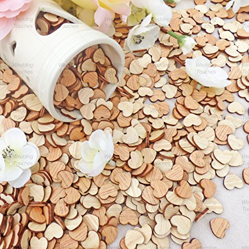 15 mm Love Hearts uni Holz Shabby Chic Craft Scrapbook Vintage Konfetti Herzen, holz, beige, 15 mm - 3
