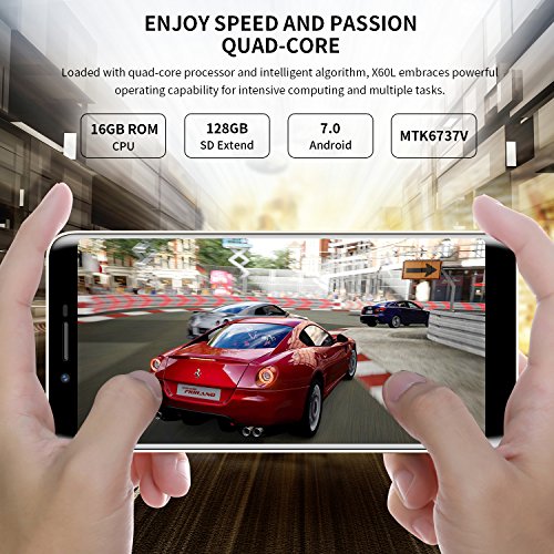 Smartphone ohne Vertrag, DOOGEE X60L 4G Dual SIM GÃ¼nstig Handy(18: 9 Vollanzeige), 5.5 Zoll Android 7.0 HD IPS Handys mit MTK6737V Quad Core, 2GB RAM+16GB ROM,Dual 13.0MP + 8.0MP RÃ¼ckfahrkamera, 3300mAh - RÃ¼ckseite Fingerabdruck entsperren - Gold