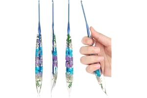 ‎COOPAY Coopay Häkelnadeln 2,5mm mit Funkelndem Blumenmuster - Ergonomische Kunstharz-Nadeln für Arthritis, Premium Konisch für Anfänger & Profis