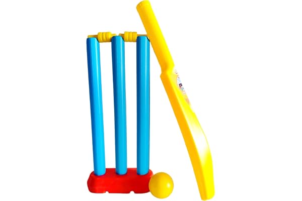 Kids Plastic Cricket Set with Bat, Stumps & Ball Lightweight Indoor & Outdoor Cricket Toy Set.