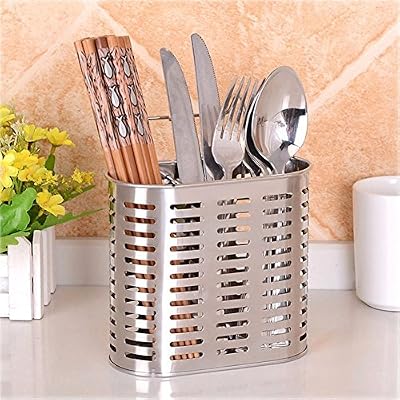 Simonshop Couverts en acier inoxydable Égouttoir étagère à suspendre en métal Baguettes Cuillère Cage support pour ustensiles de cuisine
