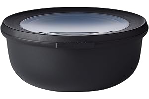 Mepal Cirqula Round Nordic Black Multi Bowl, 750 ml Capacity, with Removable Lid, Shatterproof Material, Leak-proof, Freezer-Safe, Dishwasher-Safe