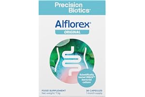 PRECISIONBIOTICS Alflorex Original - Daily Gut Health Probiotics Supplement with Unique Bifidobacterium Longum Bacteria Strain 35624 - Bacterial Cultures - 30 Capsules