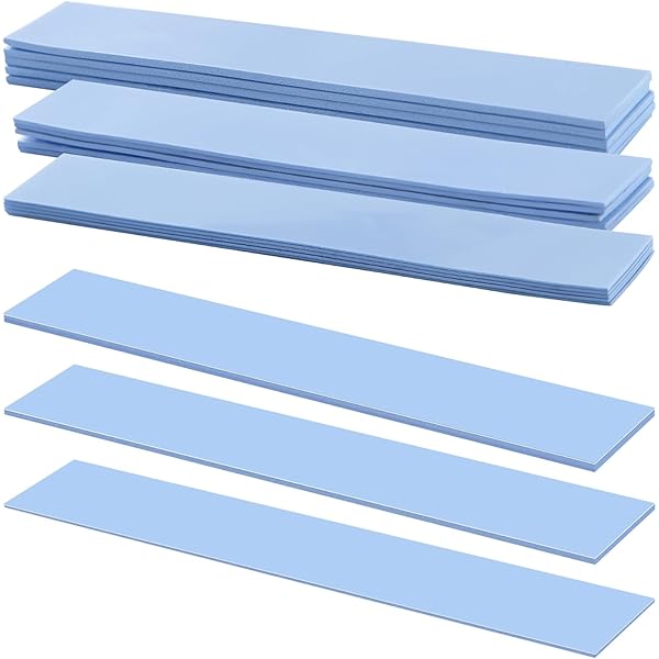 Adwits 16 Pack 20x67x0.5mm Thermal Conductive Silicone Pads With 6.0 W/mk Thermal Conductivity Soft Safe Simple To Apply For Ssd Cpu Gpu Led Ic Chipset Cooling Blue