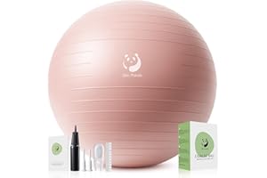 Slim Panda Ballon Pilates, 55-85cm Anti-Slip Ballon de Gymnastique avec Paille de Gonflage, Soft Yoga Ball Équilibre pour Seniors Thérapie, Maison, Fitness, Entraînement à l'équilibre