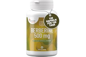 ‎SENSILAB Berberin – Berberin Kapseln Hochdosiert – Chrom – Schwarzer Pfeffer – 120 Vegane Kapseln – Für 4 Monate – Sensilab