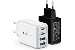 SCCVEE Ładowarka USB C 40 W, 4 porty USB C blok szybkiego ładowania, podwójny port PD+QC, wtyczka ścienna, multiport typu C, kompatybilna z iPhone 12/13/14/15/Pro Max/XS/XR/8/7/Samsung/tabletem