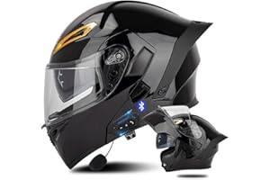 DIRERTYS Bluetooth Modular Motorcycle Helmet with Tail ECE Approved Flip Up Front Helmets Dual Visors Full Face Integrated Helmet with Dual Speaker Microphone for Adults Men Women 55-63CM