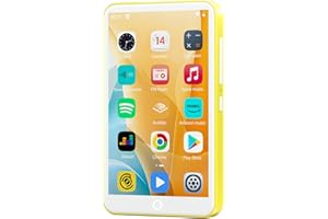Lettore MP3 da 80 GB con Bluetooth e WiFi, Mp3 e Mp4 Musicale Lettore, Lettore Schermo Tattile Oilsky da 4 pollici 1080P, MP3 Android Spotify Portatile con app Play Store (Giallo)