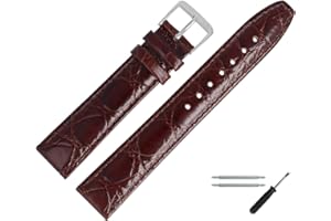 MARBURGER Uhrenarmband 18mm Leder Kroko (Caiman) Prägung Mit Naht - Werkzeug Montage Set 52918