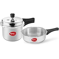 Pigeon by Stovekraft Mini Combi Aluminium Cookware Set, 2-Pieces (2+3 Litres), Silver