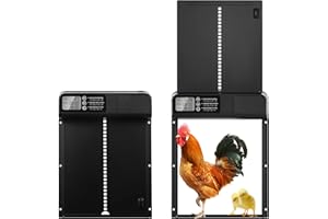 Dibaful Aluminum Automatische Hühnerklappe Elektrische | Wasserdicht Hühnerstall Winterfest mit Timer Automatischer Türöffner | Elektrisch Automatisch Hühnertür Hühner Intelligenter Einklemmschutz