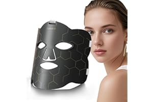 HOTTOERAK Máscara LED para cara, 660 nm y 850 nm de silicona, luz roja, 222 chips de luz roja, máscara de cara con temporizador de 10/15/20, 5 niveles de brillo, luz roja para cara