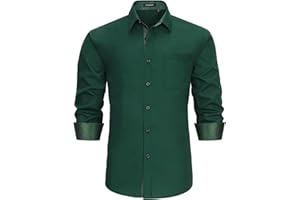 HISDERN Chemise Formelle pour Hommes décontractée à Manches Longues Chemises habillées Classiques boutonnées