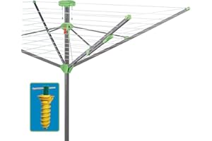 Juwel Wäschespinne Novaplus Evolution Lift (für 5-6 Waschmaschinenladungen, Wäscheschirm mit Schutzhülle und Bodenhülse, Wäscheständer öffnet automatisch, stufenlose Höhenverstellung 160-180 cm) 30097