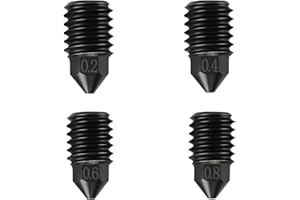 JUUPINE Lot de 4 buses en acier trempé pour Bambu Lab A1/A1 Mini Hotend, buses amovibles à changement rapide 0,2 mm/0,4 mm/0,6 mm/0,8 mm, convient pour extrudeuse d'imprimante 3D A1/A1 Mini 3D