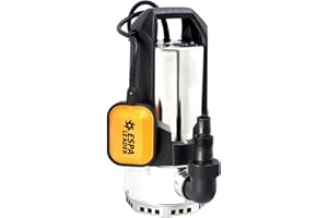 ESPA LEADER Bomba de Achique Sumergible BISA 750S M Evacuación Aguas Limpias, Trasvases y Vaciados, Caudal Máximo 13.000 l/h, Altura Máx. 8m, Acero Inox, con Interruptor de Nivel y 10m de Cable