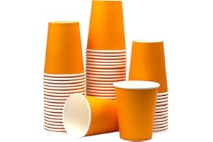 Yuxitia Lot de 60 gobelets jetables en carton orange pour bricolage, fête de mariage, pique-nique, barbecue, voyage et événement, 237 ml (orange)
