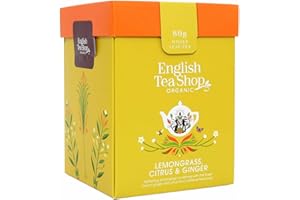 ‎ENGLISH TEA SHOP ETS Tea Gift Set "Lemongras Ginger & Citrus Fruits" Herbal Tea, Organic, with Wooden Tea Spoon in Original Gift Box, 80 g Loose Tea