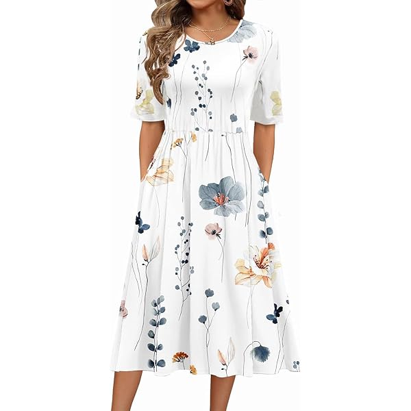 Robe Femme été Sans Manches Longue Imprimé Fleurs - Style Décontracté Plage Midi - Taille Européenne