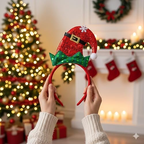 eCraftIndia Merry Christmas Headband Snowflake Design Hair Band | Hairband for Party Birthday| Xmas Gift for Children Girls | Christmas Decorations Items for Home Ornaments Props