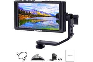 Feelworld F5 5 Pulgadas On Camera Field Monitor de Campo DSLR Cámara Small Full HD 1920x1080 IPS Video Peaking Focus Assist con 4K HDMI 8.4V DC Input Output Incluyen Tilt Arm