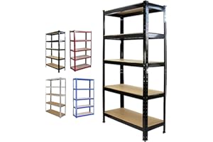 AUTOFU Shelf Organizer - Garage Shelves, Heavy Duty Metal Shelving Unit, Storage Shelf, Utility Rack, Standing Racking Units for Kitchen Pantry Closet Workshop Shed, 180x90x40cm(H*W*D),5 Tier,Black