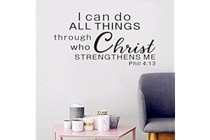 ANFIGURE Christian Wall Decals for Living Room: Bible Verse Quotes Inspirational Bedroom Bathroom Vinyl Art Wall Stickers - I Can Do All Things Through 28.6" X 15"