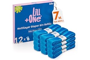 LillOne 12 bardzo długich 7-warstwowych wkładów do kosza na pieluchy - kompatybilne z Angelcare Tommee Tippee Twist & Click Simplee Tec LitterLocker - Opakowanie z 12 wkładami