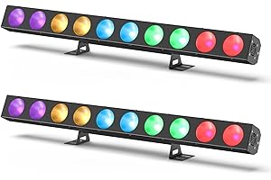 RTKTOUP 120W Wallwasher Luz de Escenario COB LED Luz de fiesta con 10 piezas 4 en 1 RGBW lámpara de perlas，DMX512 Barra de Luces para DJ Concierto Fiesta Bodas Discoteca Salón de Baile (2 piezas)