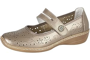 Boulevard Womens/Ladies Touch Fastening Perforated Bar Casual Leather Shoes