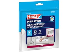 tesa INSULATION S cinta aislante -Sello de caucho autoadhesivo para el aislamiento de huecos en ventanas y puertas - Blanco - 10 m x 9 mm x 4 mm