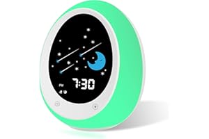 ANNNGUL Reveil Enfant éducatif Jour/Nuit, Réveil Entraîneur de Sommeil Enfants avec Soleil Lune Veilleuse