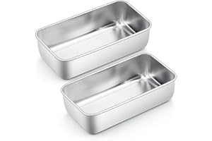 Homikit Kastenform 2er-Set, Edelstahl Brotbackform Königskuchenform für Brot/Kuchen/Toast, Rechteckig Brotform, Gesund, Leicht zu reinigen & Spülmaschinenfest, 23,5cm x 12,6cm x 6cm