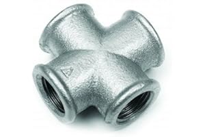 KNM TRADE Raccord Fileté Fonte Malléable Galvanisée - Croix Femelle - Raccord 4 Voies Haute Durabilité