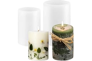 ENAIAH Lot de 2 Moules à Bougies en Silicone, Moules à Bougies Cylindriques Moules Cylindriques en Silicone pour Bougie Pilier Moule Silicone Bougie, Pour Savon, Bougies Parfumées