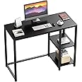 SINPAID Computer Desk 40 inches with 2-Tier Shelves Sturdy Home Office Desk with Large Storage Space Modern Gaming Desk Study Writing Laptop Table, Black Desk