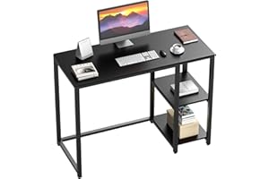 WOHOMO Scrivania, 100 cm, scrivania per computer con spazio di archiviazione, PC da gioco, tavolo da ufficio, scrivania per casa, ufficio, colore nero